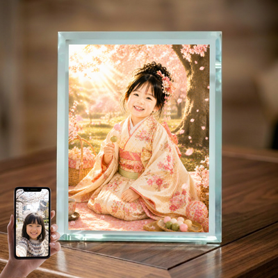 敬老の日 プレゼント 孫 写真入り 名入れ お花見 桜 ガラスフォトフレーム